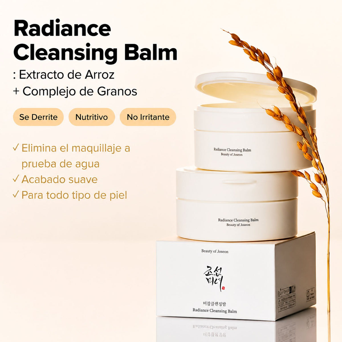 Beauty of Joseon Radiance Bálsamo Limpiador Facial Coreano con Arroz, para Retirar Maquillaje e Impurezas, 100 ml