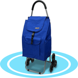 Carro Compra con Bolsillo Frontal y Lateral, Carro con 6 Ruedas Pivotantes para Trepar Escalones y Bordillos, Con Capacidad de hasta 40 Litros, Ruedas Grandes Resistentes y Estables Ideales para Facilitar el Transporte y Llevar mejor el Peso