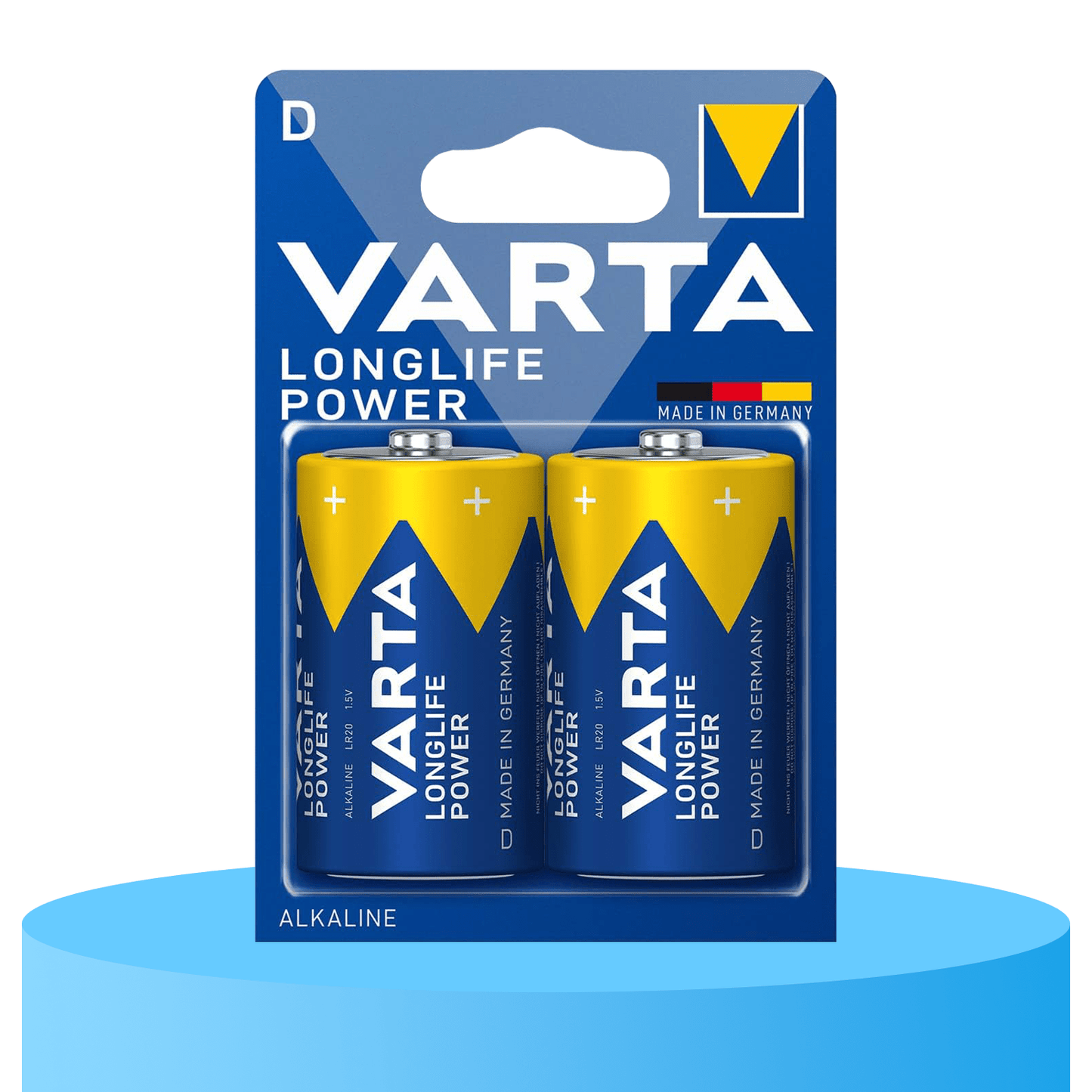 Pilas D Alcalinas de Alto Rendimiento, VARTA Longlife Power, Ultra Larga Duración, Energía Potente y Continua, Ideal para Linternas de Alto Consumo, Radios Portátiles, Juguetes Grandes, Equipos de Sonido y Dispositivos Industriales - VARTA