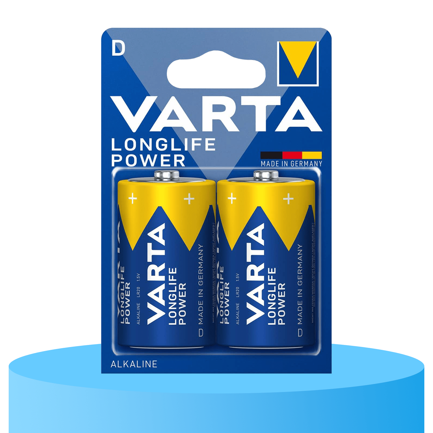 Pilas D Alcalinas de Alto Rendimiento, VARTA Longlife Power, Ultra Larga Duración, Energía Potente y Continua, Ideal para Linternas de Alto Consumo, Radios Portátiles, Juguetes Grandes, Equipos de Sonido y Dispositivos Industriales - VARTA