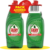 FAIRY Ultra Poder Original Líquido Lavavajillas Con Limpieza Antigrasa Hasta 3 Veces Más Rápida, 2 Botellas de 650ml