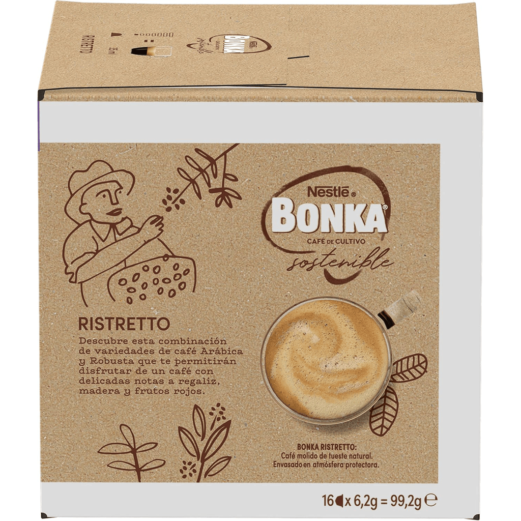 Nescafé Dolce Gusto Bonka Ristretto, Cápsulas de Café Espresso Intenso con Notas a Madera, Intensidad 8, Café Arábica y Robusta, 16/48/96 Cápsulas