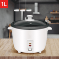 Hervidor de Arroz de 1L de Capacidad, Arrocera con Función de Cocinar o Calentar, Contenedor Interno con Recubrimiento Antiadherente, Tapa de Vidrio Transparente, Indicador luminoso, 400W de Potencia, 21,7 x 21,7 x 20 cm