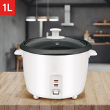 Hervidor de Arroz de 1L de Capacidad, Arrocera con Función de Cocinar o Calentar, Contenedor Interno con Recubrimiento Antiadherente, Tapa de Vidrio Transparente, Indicador luminoso, 400W de Potencia, 21,7 x 21,7 x 20 cm