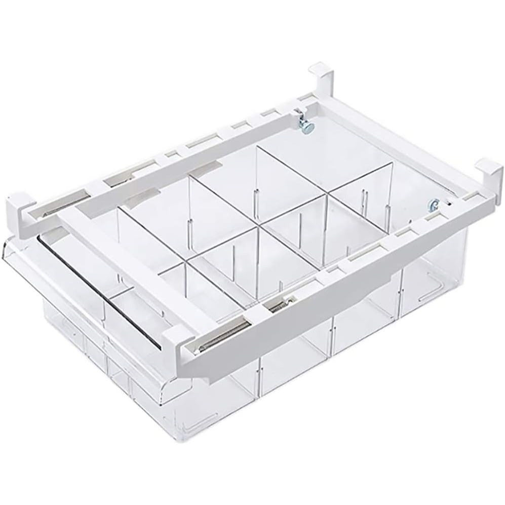 Organizador Nevera de 8 Compartimentos con Gran Capacidad, Fácil de Instalar, Muy Resistente, Se Engancha a las Baldas, 30,5 x 20 x 9,5 cm