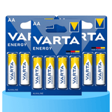 Pilas AA Alcalinas de Alto Rendimiento, VARTA Energy, Larga Duración, Energía Continua, Ideal para Controles Remotos, Juguetes Electrónicos, Linternas, Lámparas, Relojes, Cámaras y Otros Dispositivos de Uso Diario - VARTA