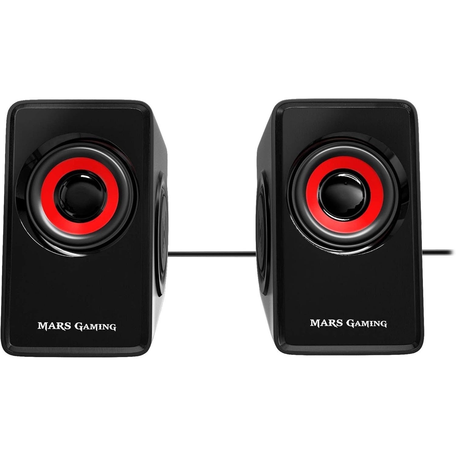 MARSGAMING MS1, altavoces 10W, subwoofer, Jack 3.5mm, Pc/Mac/smartphone/tablet, Negro/Rojo