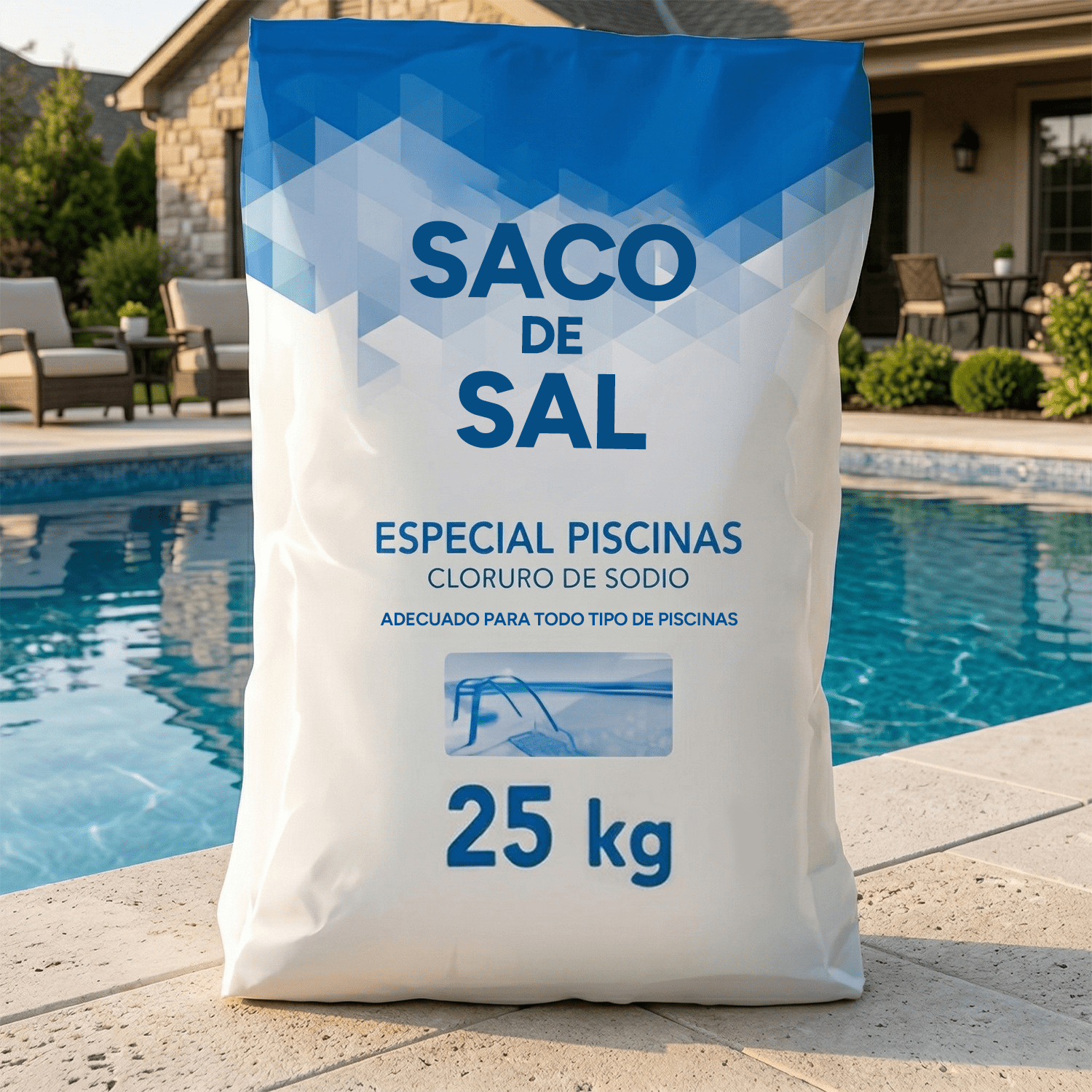 Saco de Sal Piscinas, Sal Marina Húmeda Ideal para Mantener el Agua Clara y Limpia, 25Kg