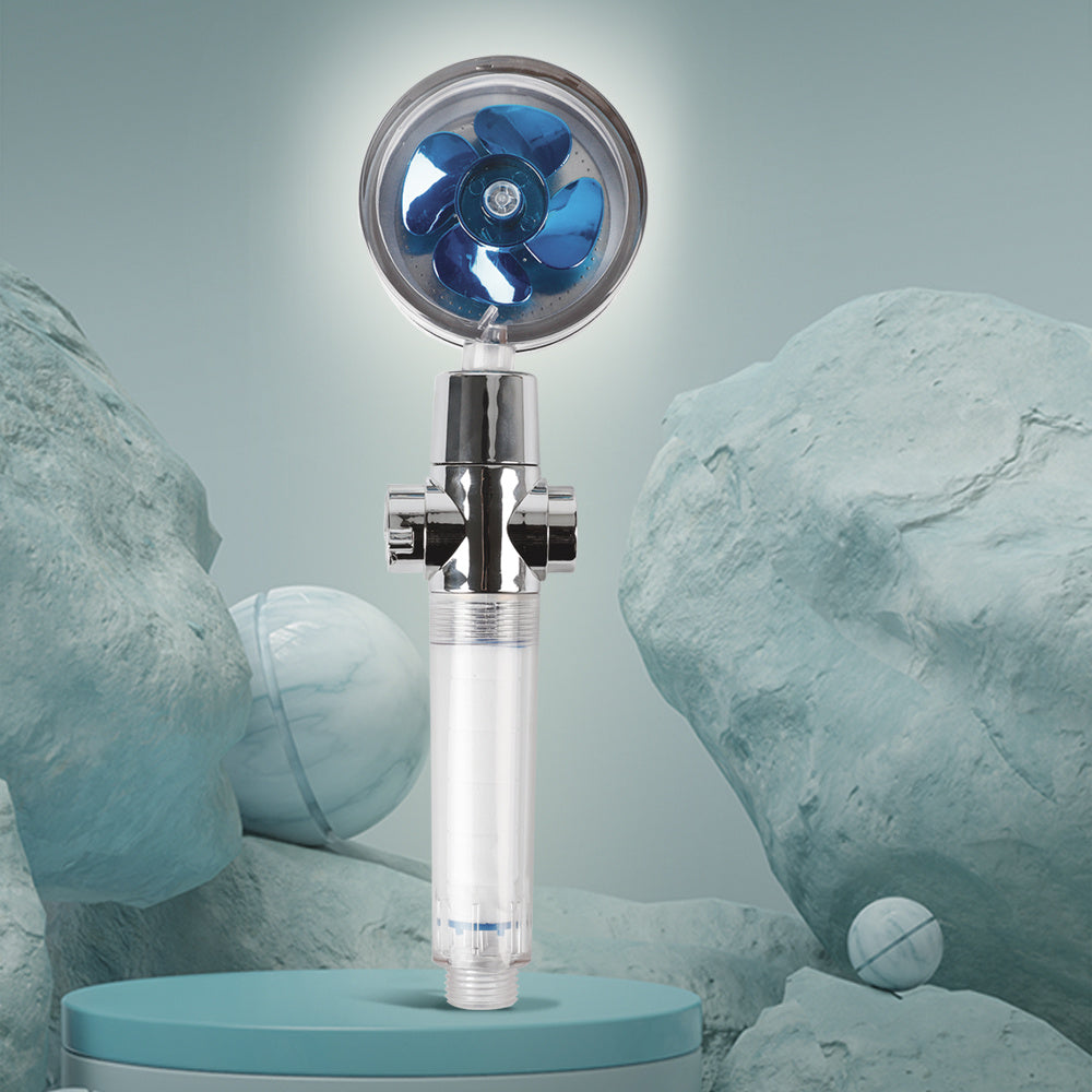 Cabezal de Ducha Hélice, Regulador de Caudal, Cabezal 360º, Ahorro de Agua, Filtro Antical y Filtro Impurezas, Fácil de Instalar