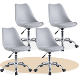 Silla Escritorio Ergonómica con Ruedas, Silla Oficina Giratoria con Altura Ajustable, Acolchada, Estilo Nórdico, Ideal para Estudio y Oficina