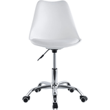 Silla Escritorio Ergonómica con Ruedas, Silla Oficina Giratoria con Altura Ajustable, Acolchada, Estilo Nórdico, Ideal para Estudio y Oficina