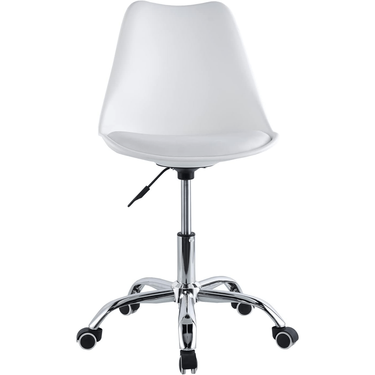 Silla Escritorio Ergonómica con Ruedas, Silla Oficina Giratoria con Altura Ajustable, Acolchada, Estilo Nórdico, Ideal para Estudio y Oficina