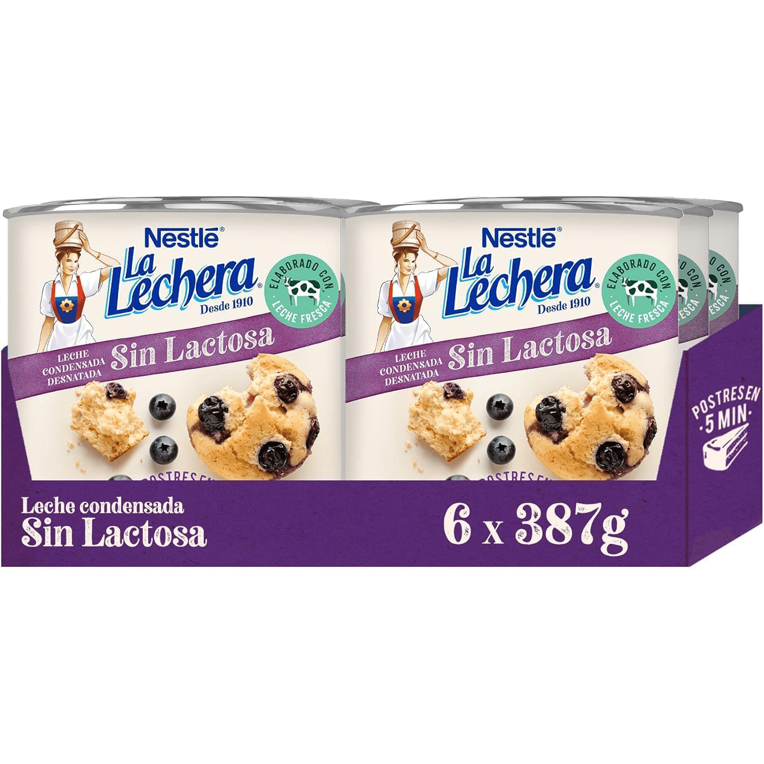 NESTLÉ LA LECHERA Leche Condensada Desnatada Sin Lactosa, Lata de 387g