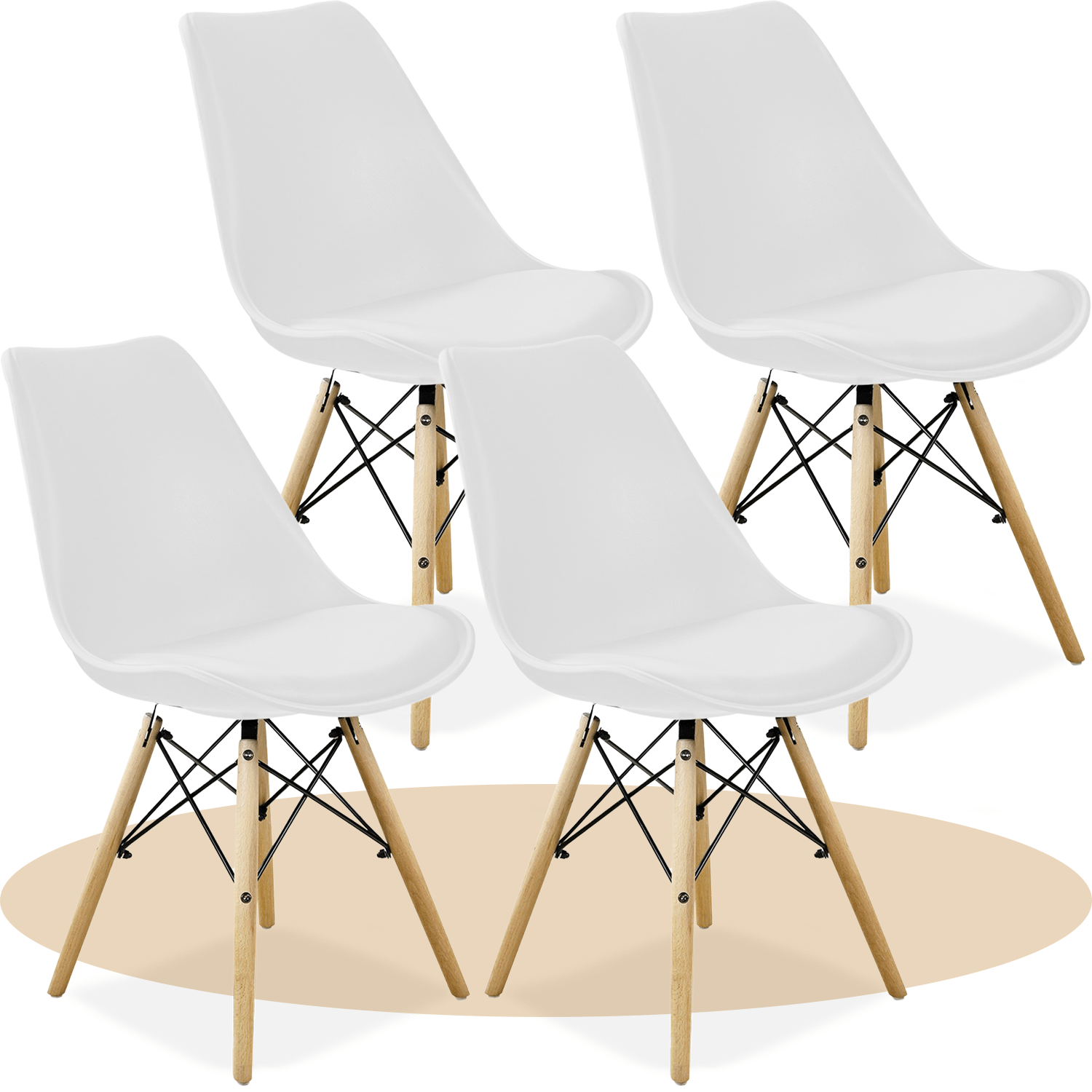 Sillas para Comedor, Sillas para Cocina con Asiento Blando, Tapizado y Patas Resistentes de Madera de Haya, Sillas Nórdicas Minimalistas, 49.5 x 44 x 79.5 cm