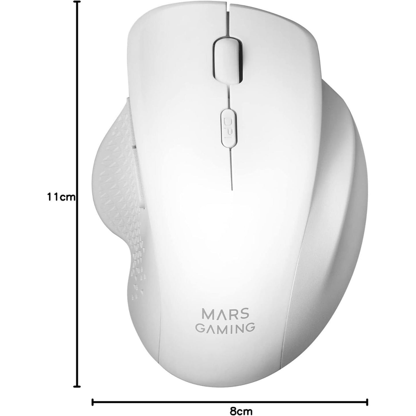 Mars Gaming MMWERGO, Ratón Inalámbrico Ergonómico, Sensor Óptico 3200 dpi, Switches Mecánicos KAILH, Ahorro Energía, Multiplataforma, PC, Mac, PS5, Xbox, Blanco