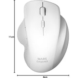 Mars Gaming MMWERGO, Ratón Inalámbrico Ergonómico, Sensor Óptico 3200 dpi, Switches Mecánicos KAILH, Ahorro Energía, Multiplataforma, PC, Mac, PS5, Xbox, Blanco