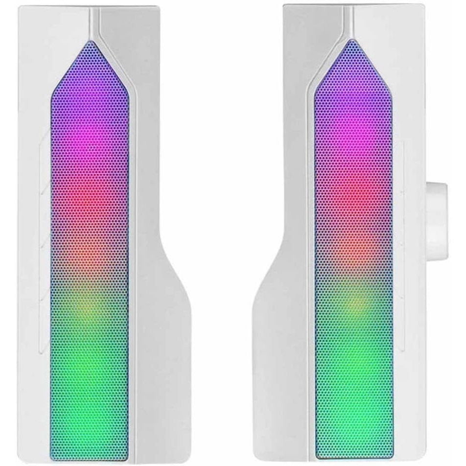Mars Gaming MSDUO, Barra de Sonido + 2.0 Altavoces Gaming, RGB Mesh, Bluetooth 5.0 y Jack 3.5mm, Sonido DSP 15W, Blanco
