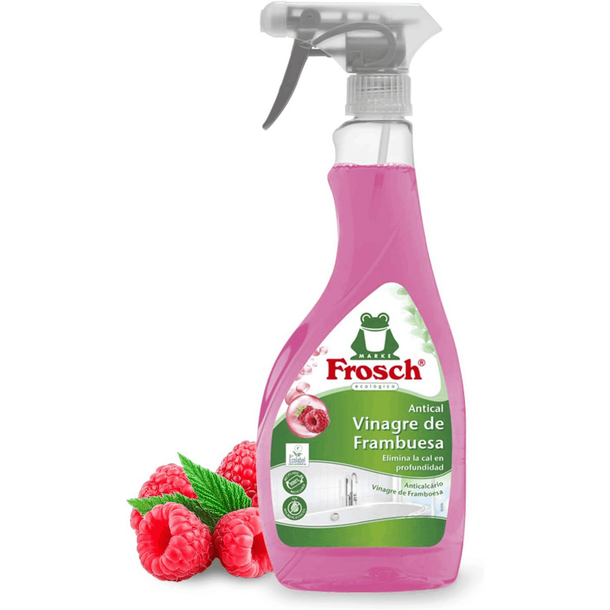 Frosch Limpiador Antical Vinagre de Frambuesa, Elimina las Manchas de Cal y Suciedad del Baño, Eficacia Desincrustante, 500ml
