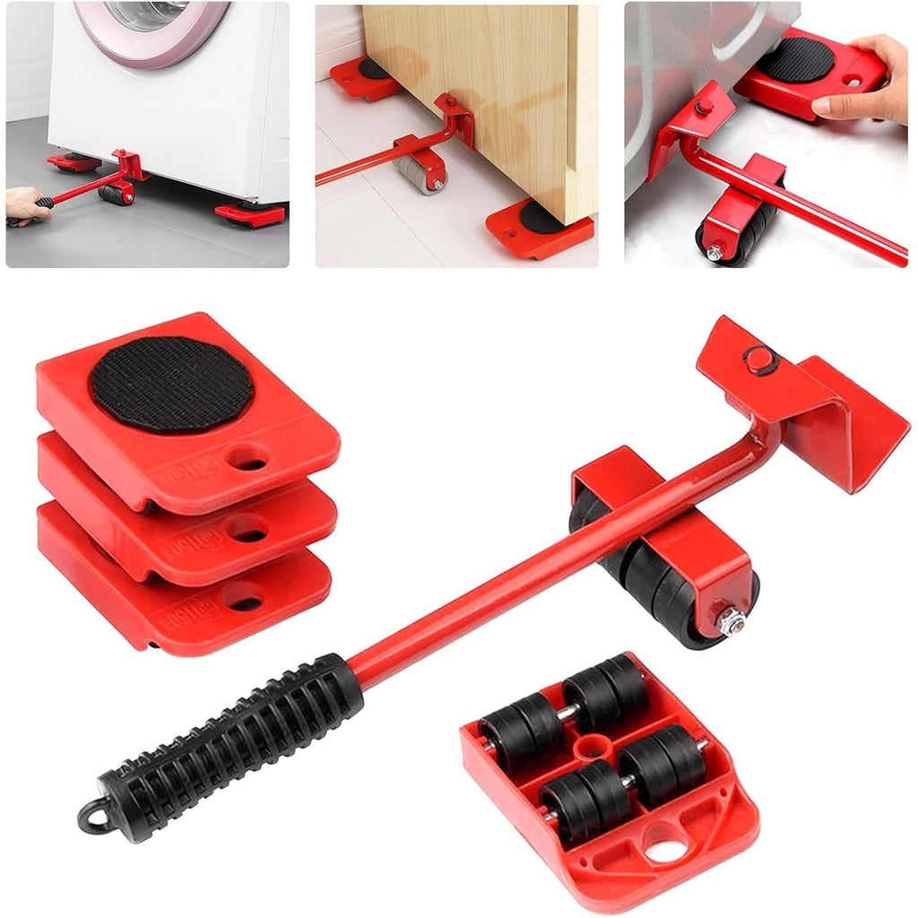 Elevador Muebles, Kit 5 Piezas, Alta Resistencia, Soporta hasta 150Kg, Sin Esfuerzo, Rapidez, Giro de 360º, Ideal para Mover Refrigeradores, Armarios, Neveras, Sofás y cualquier mueble pesado