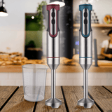 Batidora de Mano de Acero Inoxidable con Velocidad Variable y Botón Turbo, 1200W, Motor Silencioso y Vaso Mezclador Incluido