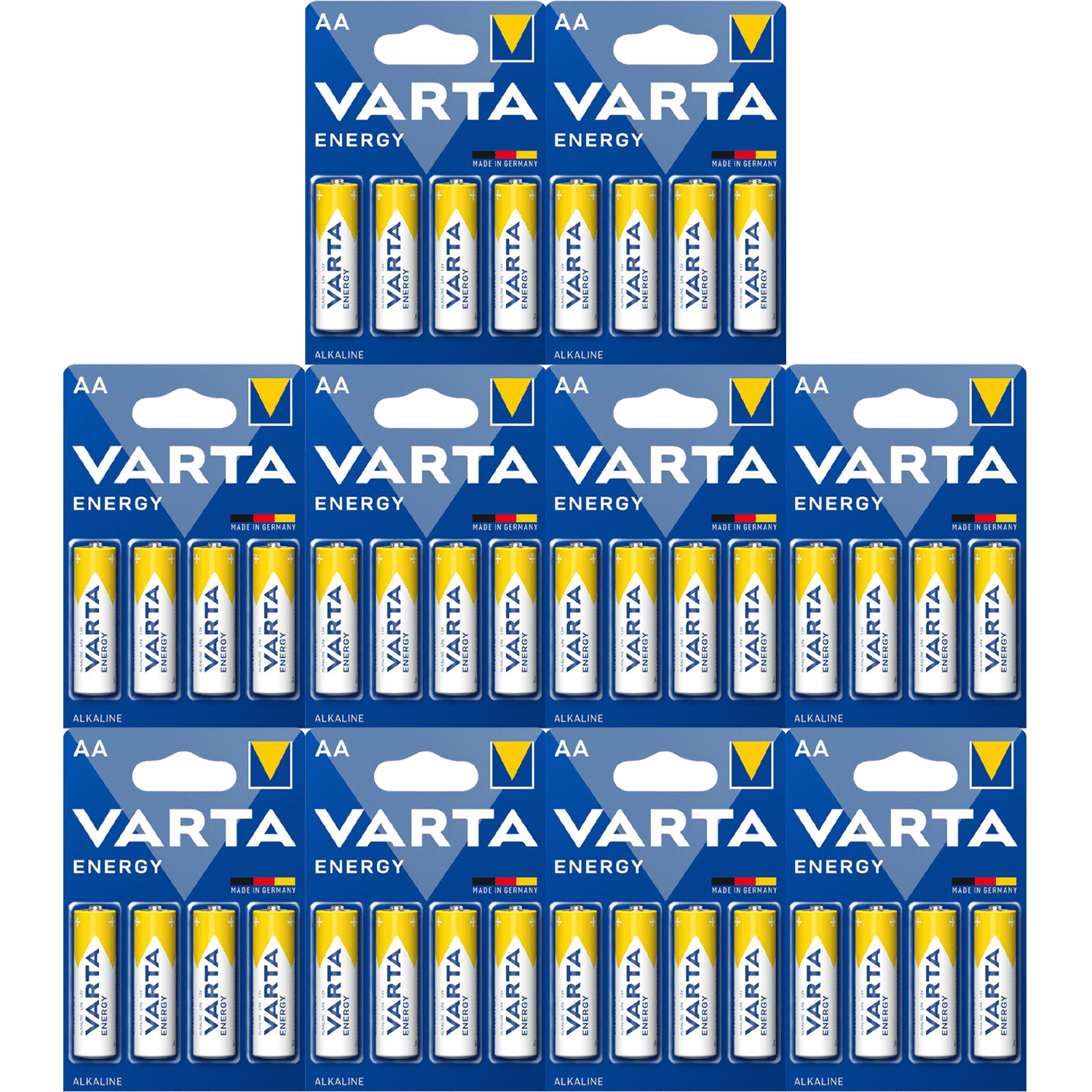 Pilas AA Alcalinas de Alto Rendimiento, VARTA Energy, Larga Duración, Energía Continua, Ideal para Controles Remotos, Juguetes Electrónicos, Linternas, Lámparas, Relojes, Cámaras y Otros Dispositivos de Uso Diario - VARTA