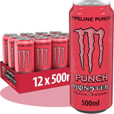 MONSTER ENERGY Pipeline Punch Bebida Energética Sabor Fruta de la Pasión, Naranja y Guayaba, 12 Latas de 500ml