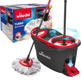Vileda Set Fregona y Cubo de Limpieza con Pedal y Escurrefácil Giratorio, Fregona con Mango Extra Largo, Cabezal Triangular de Microfibra ideal Para los Rincones