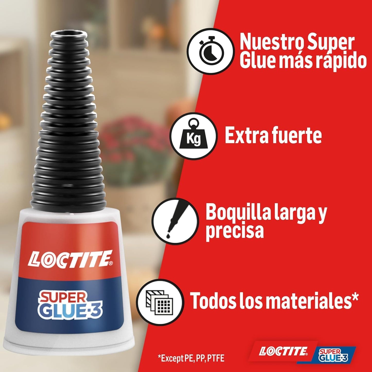 Loctite Super Glue-3 Precisión, Pegamento Transparente de Máxima Precisión, Pegamento Instantáneo Triple Resistente, Adhesivo Universal con Goteo Fácil de Regular, 5g