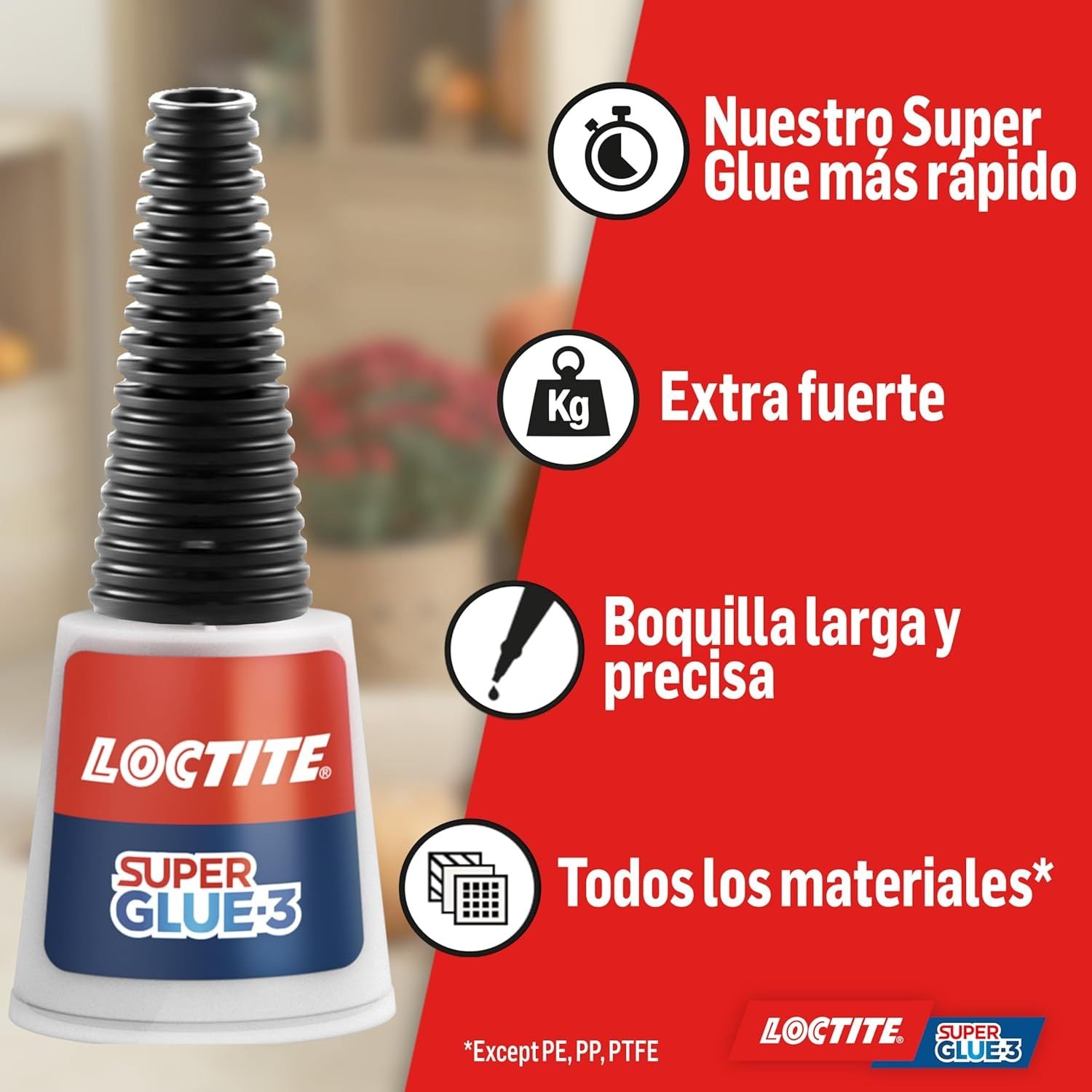 Loctite Super Glue-3 Precisión, Pegamento Transparente de Máxima Precisión, Pegamento Instantáneo Triple Resistente, Adhesivo Universal con Goteo Fácil de Regular, 5g