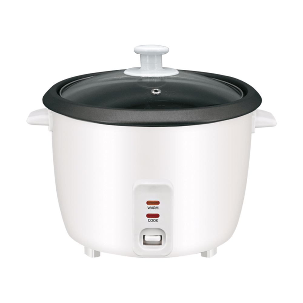 Hervidor de Arroz de 1L de Capacidad, Arrocera con Función de Cocinar o Calentar, Contenedor Interno con Recubrimiento Antiadherente, Tapa de Vidrio Transparente, Indicador luminoso, 400W de Potencia, 21,7 x 21,7 x 20 cm