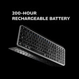 Mars Gaming MK-SILENKEYS, Teclado Inalámbrico Full-Format Compacto, Perfil Bajo, Switches Tijera Silenciosos, Tecla Copilot AI, Bluetooth 5.1 Dual + 2.4GPRO, Batería 200h, PC/Mac, Español, Negro