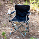 AKTIVE Silla Plegable de Camping Portátil para Playa, Camping y Jardín con Portavasos Integrado y Estructura de Acero, Capacidad de hasta 100 kg, 45 x 45 x 80 cm, Negro