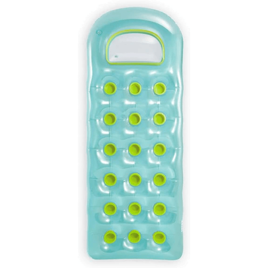 Colchoneta Inflable Piscina, Hamaca de Agua Flotante con 18 Posavasos y Almohada Transparente, Hecha de Vinilo Ultra Resistente, Incluye Parche para Reparar Pequeños Poros o Pinchazos, 100kg Peso Máximo, Color Aleatorio, 188 x 71 cm