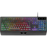 Mars Gaming MK124, Teclado Ergonómico H-Mech, Reposamuñecas Integrado, Iluminación FRGB Rainbow, Teclado Gaming Antighosting Avanzado, Teclado PC Completo Multiplataforma, Idioma Español, Negro