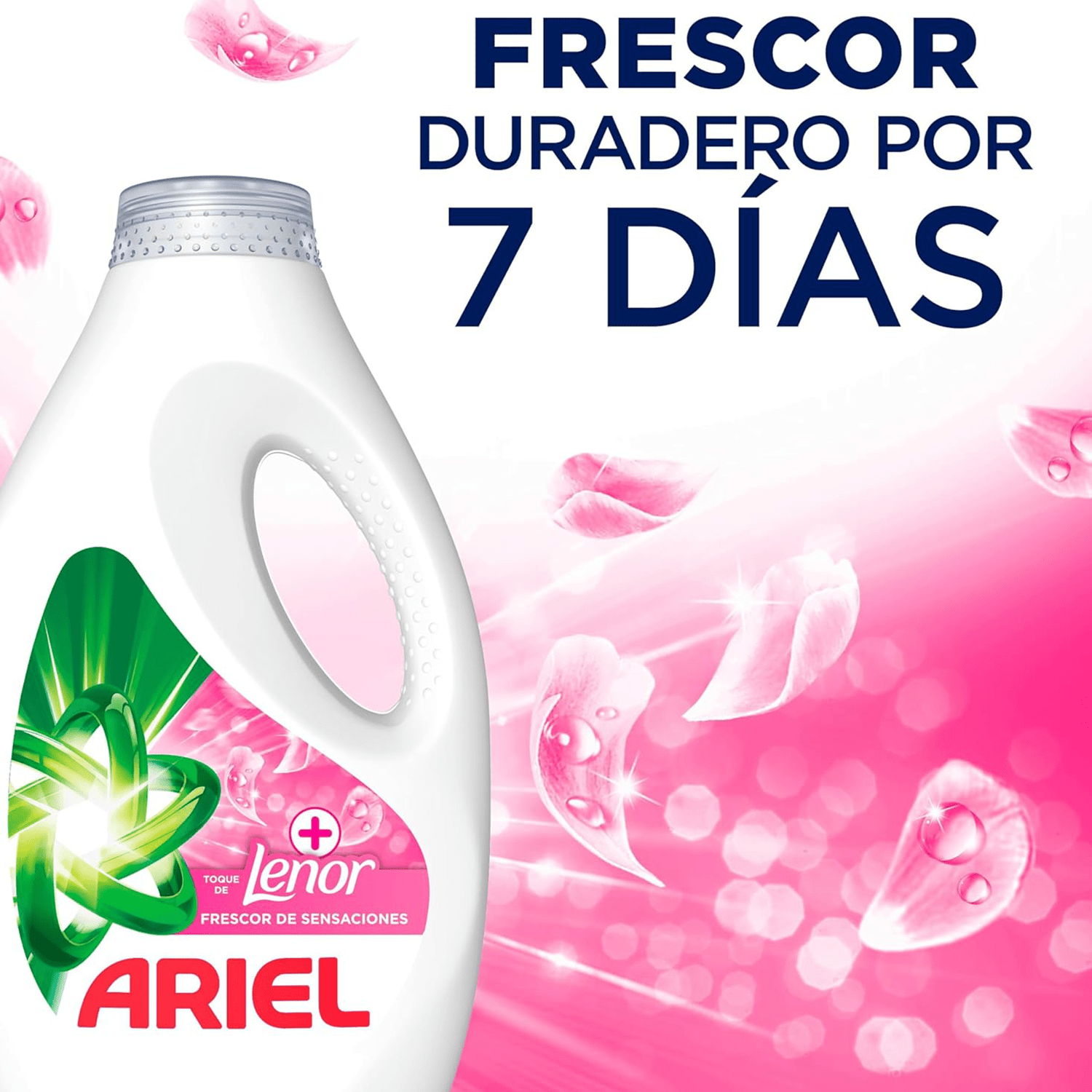Ariel Detergente para Lavadora Liquido, 30 Lavados por Botella, Jabon Lenor Frescor Sensaciones, Limpieza Mejorada en Ciclos Mas Frios con la Exclusiva Tecnologia de Limpieza en Frio