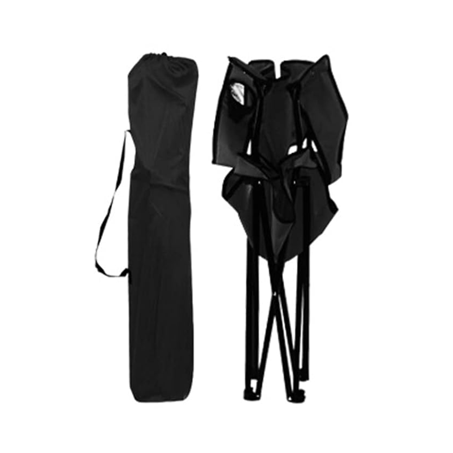 Pack x2 Sillas Plegables Camping con Respaldo y Apoyabrazos para Exterior, Acampada, Pescar y Picnic de 50 x 50 x 80 cm, Resistente y Compacta, Soporta hasta 120kg, Negro