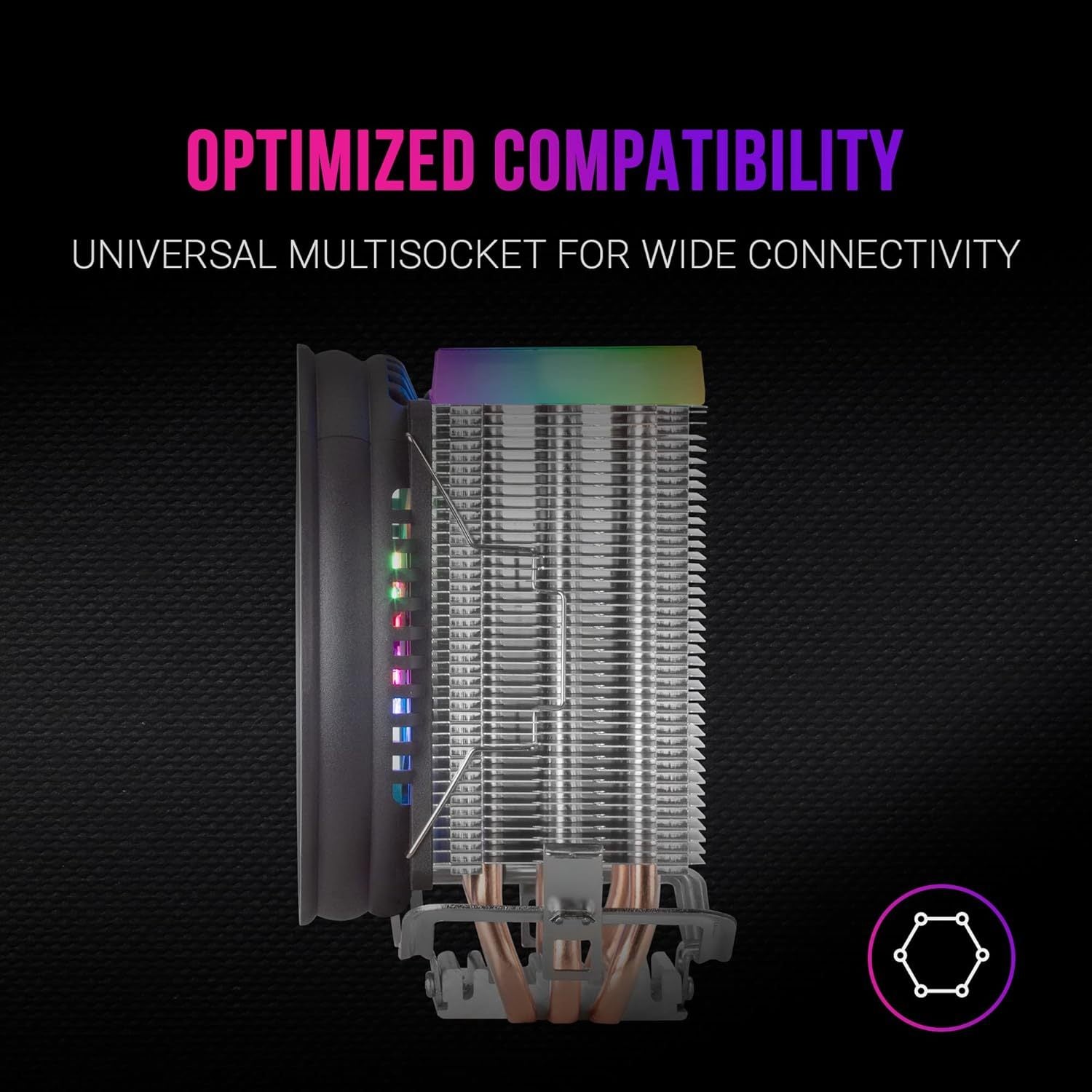 Mars Gaming, MCPU33, Disipador CPU Dual FRGB, 3 Heatpipes HCT, TDP 140W, Ventilador Ultra-silencioso PWM 11 cm, Color Negro