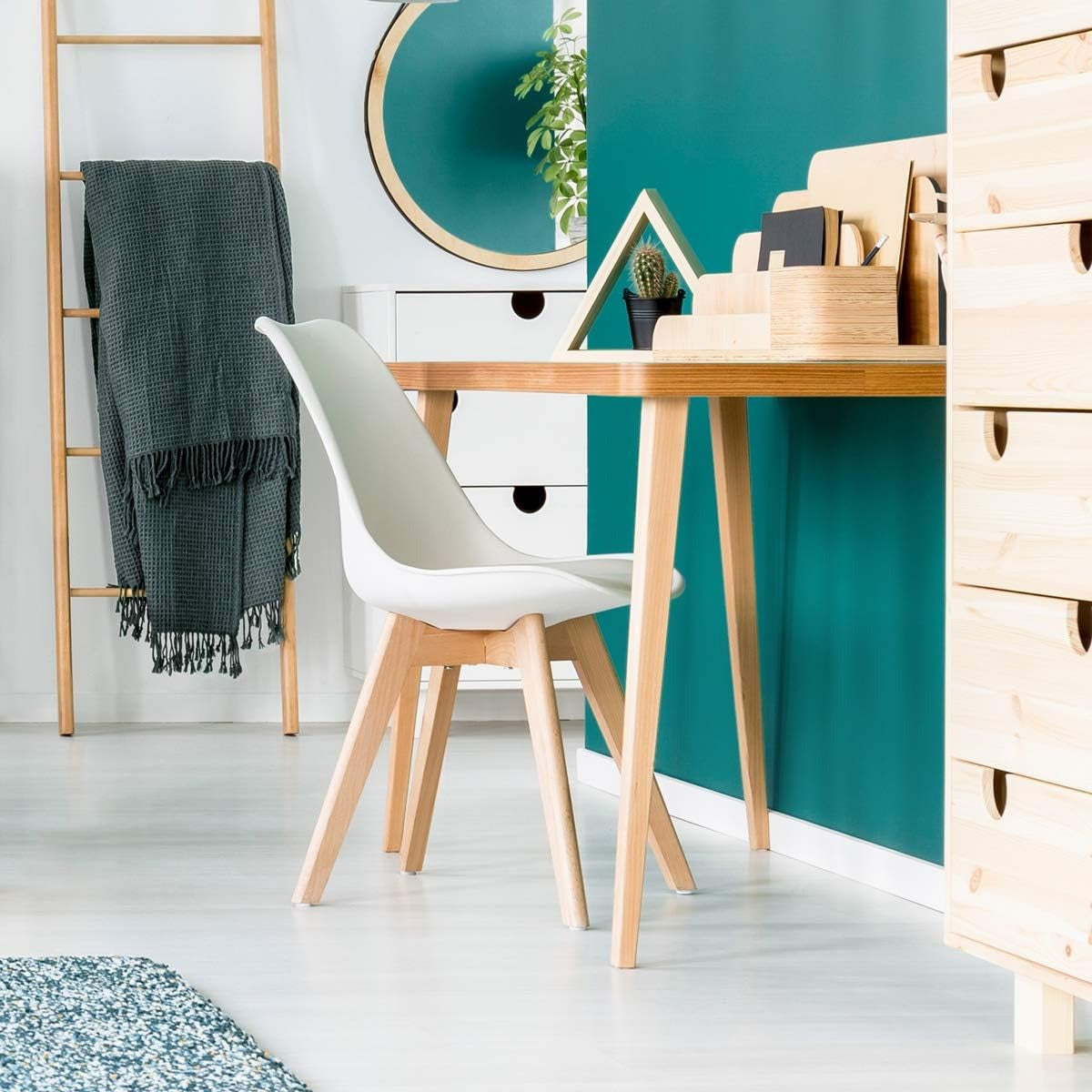 Sillas para Comedor, Sillas de Cocina con Asiento Blando, Tapizado y Patas Resistentes de Madera de Haya