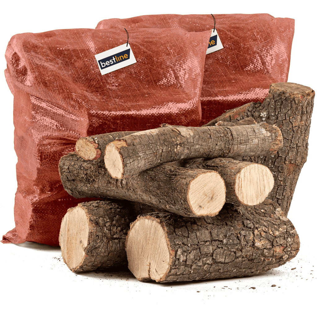 Leña para Estufas Seca de Encina Cortada en Troncos Medianos, Leña Chimenea. Astillas de Madera de Pino, Madera Seca Natural para Barbacoa, Chimenea, Caldera y Estufa