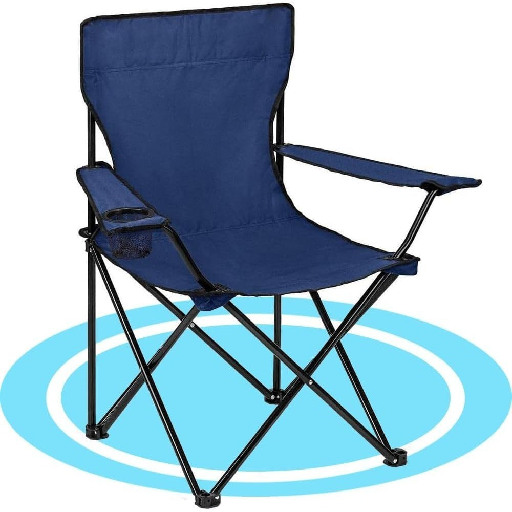 Silla Plegable Camping con Respaldo y Apoyabrazos para Exterior, Acampada, Pescar y Picnic de 50 x 50 x 80 cm. Resiste hasta 120kg