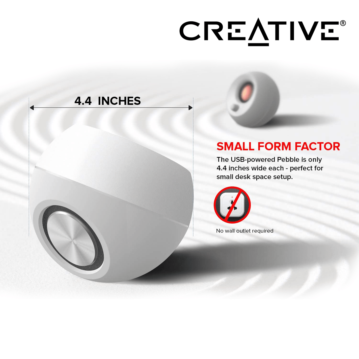 CREATIVE Set de Altavoces Ordenador 2.0, para Ordenador Portatil y Oficina, Alámbrico 3,5 mm, 4,4 W, 100 - 17000 Hz, Creative Labs Pebble