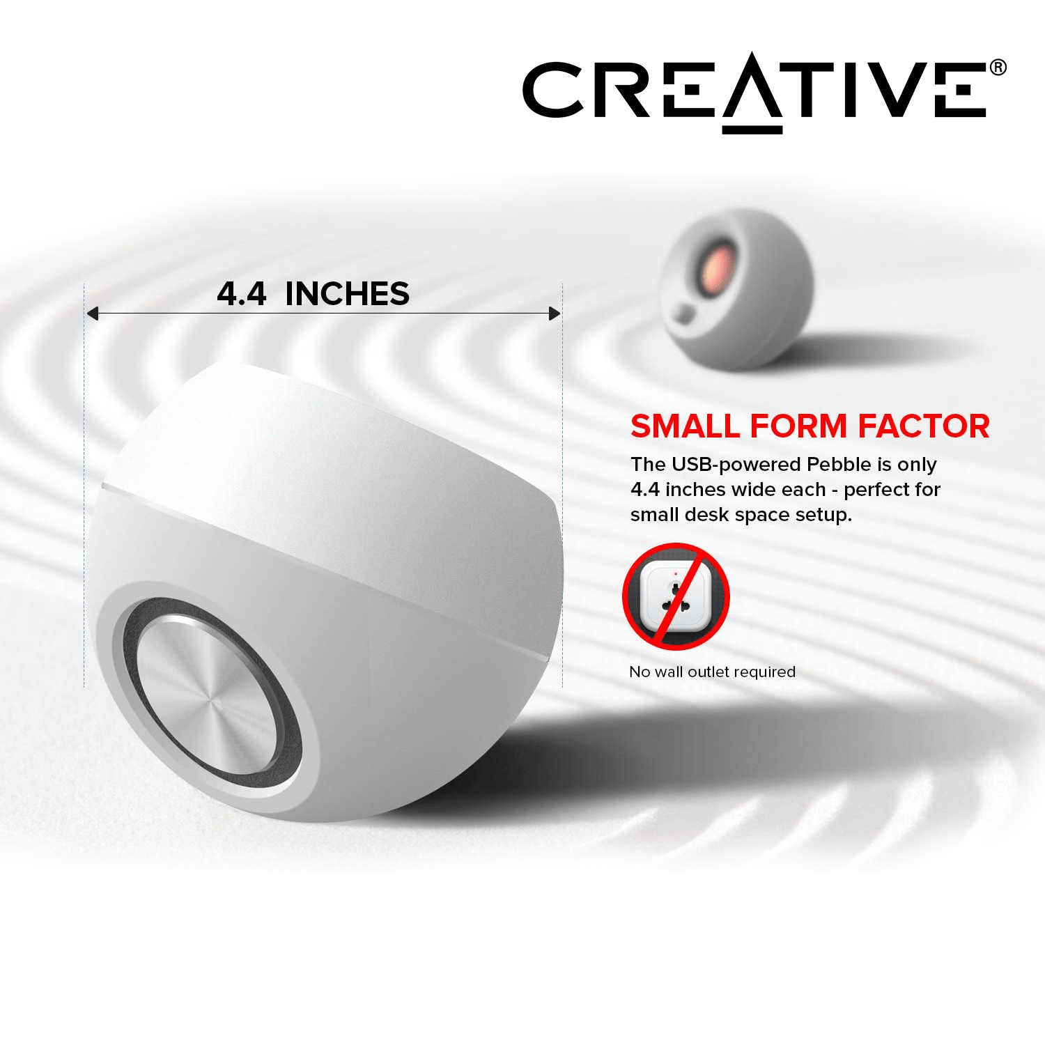 CREATIVE Set de Altavoces Ordenador 2.0, para Ordenador Portatil y Oficina, Alámbrico 3,5 mm, 4,4 W, 100 - 17000 Hz, Creative Labs Pebble