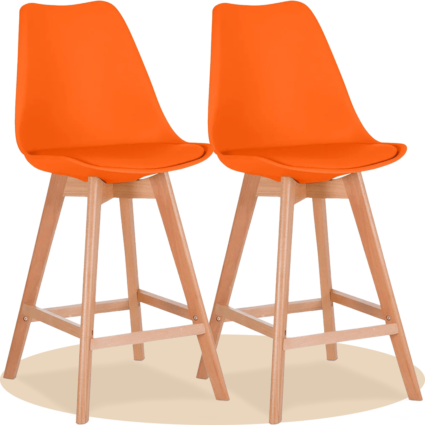 Taburete Alto Cocina con Respaldo, Asiento Blando y Tapizado, Patas Altas Resistentes de Madera de Haya con Reposapiés, Sillas Nórdicas, Ideal para Cocina, Salón, Comedor y Restaurante, 54.5 x 49.5 x 106 cm