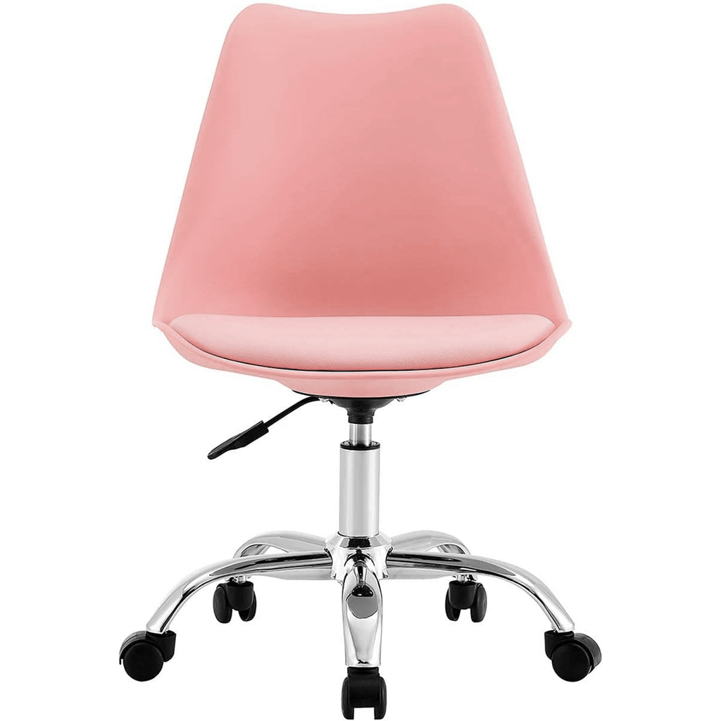 Silla Escritorio Ergonómica con Ruedas, Silla Oficina Giratoria con Altura Ajustable, Acolchada, Estilo Nórdico, Ideal para Estudio y Oficina