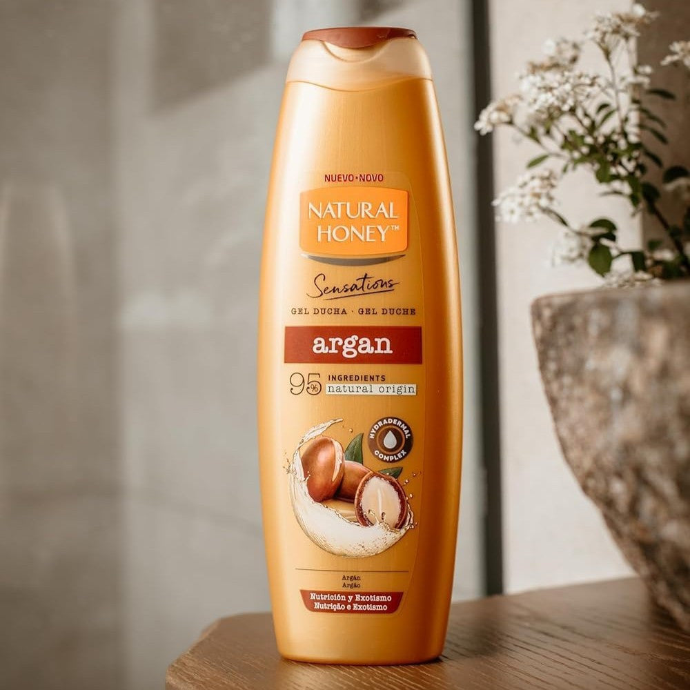 Natural Honey, Gel de Ducha Hidratante con Argán, Nutrición y Exotismo para una Piel Suave, Fresca y Protegida, Línea Derma Care, 650 ml