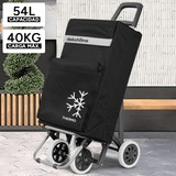 Carro Compra Plegable 4 Ruedas con Bolsillo Térmico para Congelados, Carro Plegable con Ruedas, 54 Litros de Capacidad y 40 Kg de Carga Máxima, Compartimentos Extra, Ruedas Grandes Resistentes para Facilitar el Movimiento y el Transporte del Peso
