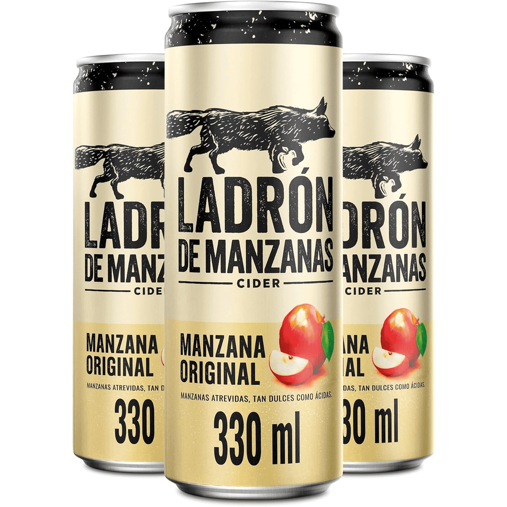 Ladrón de Manzanas Cider, Sidra 24 Latas de 330ml, Ladrón de Manzanas Sabor Original, 4,5% Volumen de Alcohol