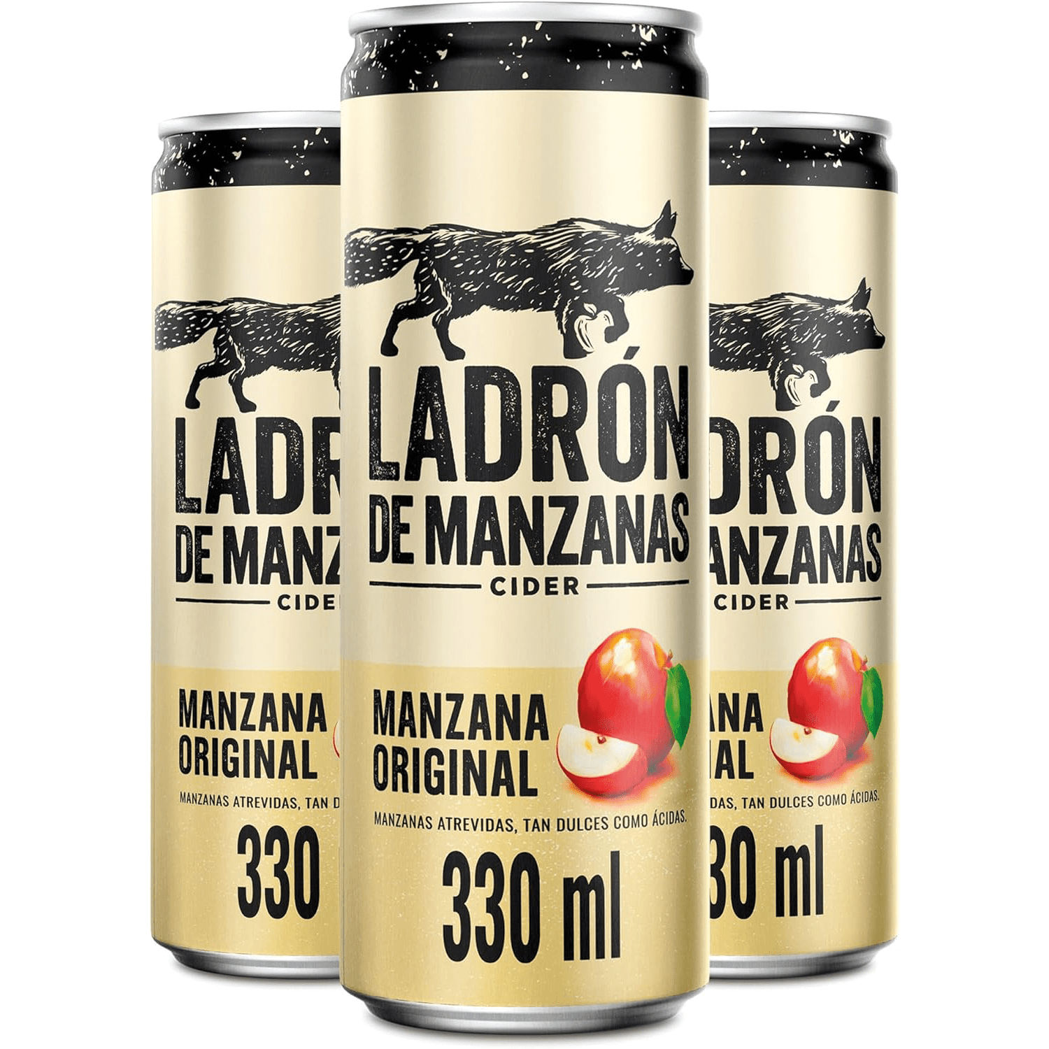 Ladrón de Manzanas Cider, Sidra 24 Latas de 330ml, Ladrón de Manzanas Sabor Original, 4,5% Volumen de Alcohol