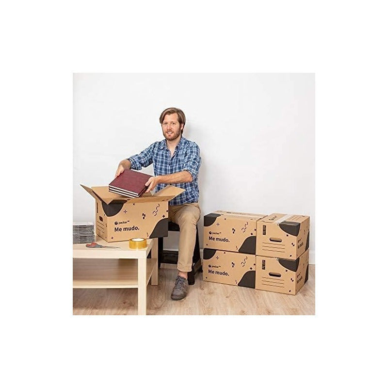 Pack 10 Cajas Carton para Mudanzas y Almacenaje Ultra Resistentes con Asas