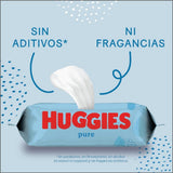 Huggies Pure Toallitas Bebé, Toallitas Húmedas, 99% Agua Pura, Textura Única, Algodonosa y Suave con la Piel, Limpieza Delicada de la Piel